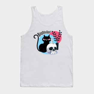 Scary Black Cat With Skull Tank Top